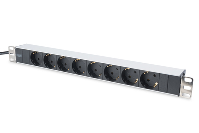 [DN-95401] DIGITUS Steckdosenleiste mit Aluminiumprofil, 8-fach Schutzkontaktsteckdose, 2 m Zuleitung Schutzkontaktstecker