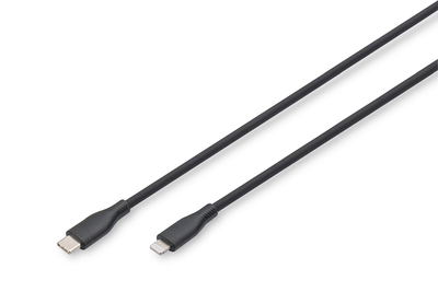 [AK-600110-005-S] DIGITUS Lightning Silikon Anschlusskabel, USB-C - Lightning, 0,5m, schwarz