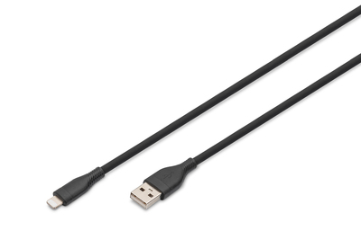 [AK-600108-005-S] DIGITUS Lightning Silikon Anschlusskabel, USB-A - Lightning 0,5m, schwarz