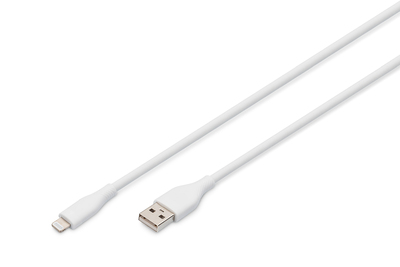 [AK-600108-005-W] DIGITUS Lightning Silikon Anschlusskabel, USB-A - Lightning 0,5m, weiß