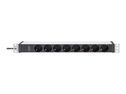 [DN-95428] DIGITUS Stromverteilungseinheit (Rack - einbaufähig) - Wechselstrom 230 V - 3600 VA - 1-phasig - Eingabe, Eingang IEC 60320 C20 - Ausgangsanschlüsse: 8 (power CEE 7/3)