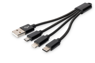 [DB-300160-002-S] DIGITUS 3-in-1 USB-Ladekabel, 0,15m
