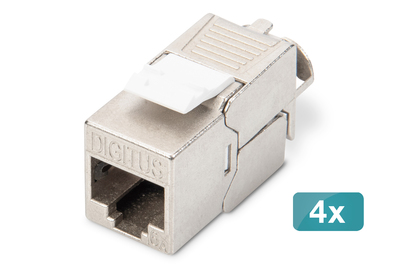 [DN-93615-4] DIGITUS CAT 6A Keystone Modul, geschirmt, werkzeugfreier Montageanschluss - 4 Stk.