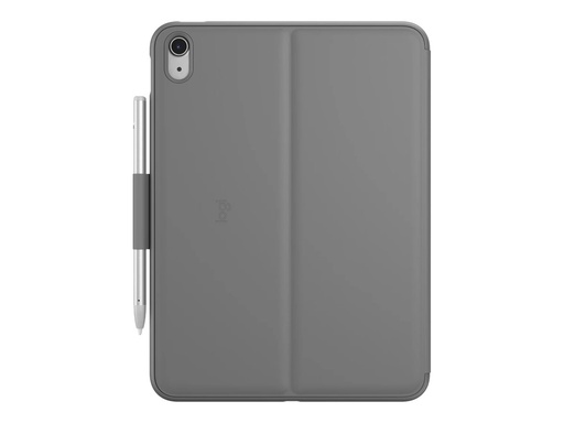 [920-011425] Logitech Slim Folio - Tastatur und Foliohülle - kabellos - Bluetooth LE - AZERTY - Französisch - Oxford Gray - für Apple 10.9-inch iPad (10. Generation)