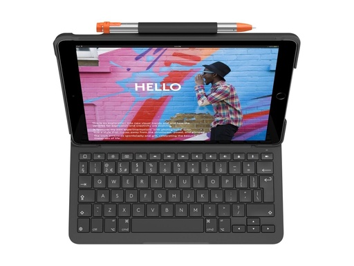 [920-011427] Logitech Slim Folio - Tastatur und Foliohülle - kabellos - Bluetooth LE - QWERTY - Italienisch - Oxford Gray - für Apple 10.9-inch iPad (10. Generation)