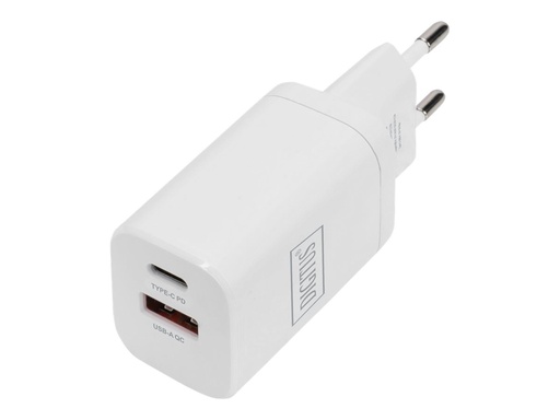 [DA-10062] DIGITUS Netzteil - 30 Watt - 3 A - PD 3.0, QC 3.0 - 2 Ausgabeanschlussstellen (USB-C, USB Typ A)