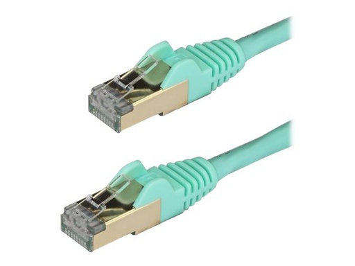 [6ASPAT1MAQ] StarTech.com 1m CAT6A Ethernet Cable, 10 Gigabit Shielded Snagless RJ45 100W PoE Patch Cord, CAT 6A 10GbE STP Network Cable w/Strain Relief, Aqua, UL Certified Wiring/TIA - Category 6A - 26AWG (6ASPAT1MAQ)