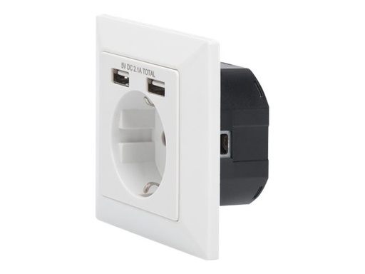 [DA-70613] DIGITUS Sicherheits-Steckdose für Unterputzmontage mit 2 USB-Ports