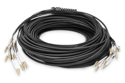 [DK-2433CU100BK-BBB] DIGITUS Vorkonfektionierte Glasfaser Universal Breakout Kabel, Multimode OM4, 12 Fasern, LC/UPC - LC/UPC