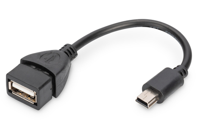 [AK-300310-002-S] DIGITUS USB Mini-B - USB-A Adapter/ Konverter, OTG, 0,2m