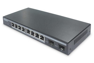 [DN-95344] DIGITUS 8-Port Gigabit PoE Netzwerkswitch, Desktop, L2 managed, 2 Uplinkports, SFP, 86 W, af/at