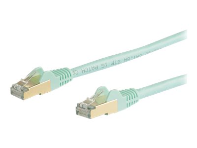 [6ASPAT3MAQ] StarTech.com 3m CAT6A Ethernet Cable, 10 Gigabit Shielded Snagless RJ45 100W PoE Patch Cord, CAT 6A 10GbE STP Network Cable w/Strain Relief, Aqua, UL Certified Wiring/TIA - Category 6A - 26AWG (6ASPAT3MAQ)