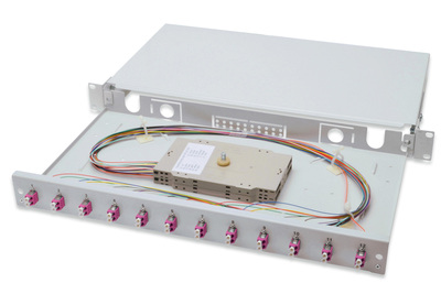 [DN-96331-4] DIGITUS LWL Spleißbox, 1HE, bestückt, 12x LC DX, OM4