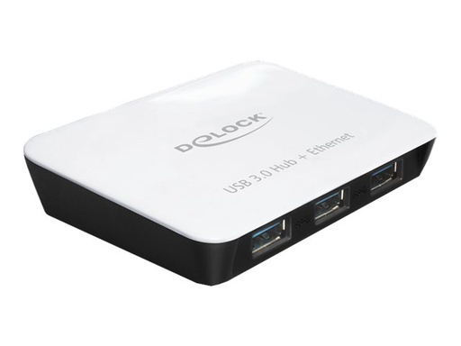[62431] Delock USB 3.0 Hub 3 Port + 1 Port Gigabit LAN