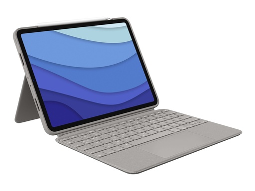 [920-010169] Logitech Combo Touch - Tastatur und Foliohülle - mit Trackpad - hintergrundbeleuchtet - Apple Smart connector - QWERTY - Spanisch - Sand - für Apple 11-inch iPad Pro (1. Generation, 2. Generation, 3. Generation)