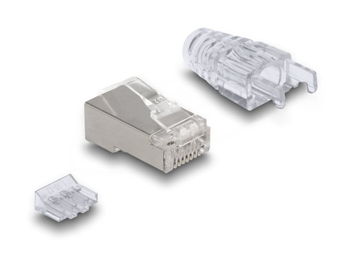 [66904] Delock RJ45 Modularer Stecker mit gebogener Rastnase Cat.6 und Knickschutztülle 50er Set - RJ-45 - Grau - Transparent - Männlich - Gerade - Polycarbonat (PC) - Cat6