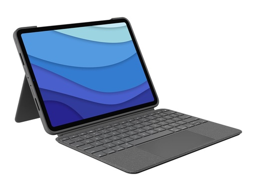 [920-010147] Logitech Combo Touch - Tastatur und Foliohülle - mit Trackpad - hintergrundbeleuchtet - Apple Smart connector - QWERTY - Pan-Nordic - Oxford Gray - für Apple 11-inch iPad Pro (1. Generation, 2. Generation, 3. Generation)