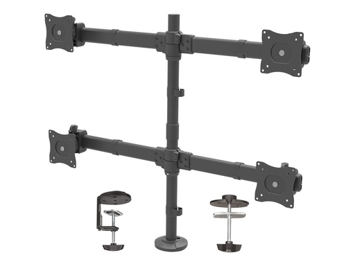 [ARMQUAD] StarTech.com Startech Tisch Monitorhalterung für vier Monitore - Monitorarm für 4 VESA Monitore(2x2) bis zu 27"(je 8kg) - Gelenkig, höhenverstellbar, Neig/Schwenk/Drehfunktion - Klemme/Durchführung (ARMQUAD)