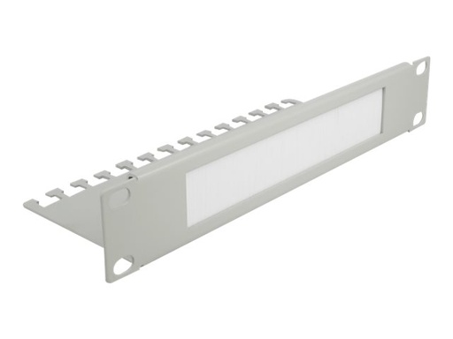 [66537] Delock Cable Management Brush Strip with Cable Support Plate - Kabelführungspanel mit Bürste - Grau - 1U - 25.4 cm (10")