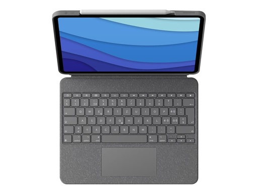 [920-010167] Logitech Combo Touch - Tastatur und Foliohülle - mit Trackpad - hintergrundbeleuchtet - Apple Smart connector - QWERTZ - Schweiz - Sand - für Apple 11-inch iPad Pro (1. Generation, 2. Generation, 3. Generation)