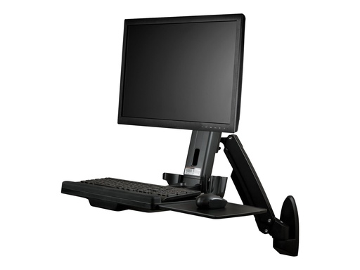 [WALLSTS1] StarTech.com Wandmontage Sitz-/ Steh Workstation - 1 Monitor bis zu 24" - VESA - Höhenverstellbarer Ergonomischer Schreibtisch - Befestigungskit (Wandplatte, Spalte, Tastatur-Tablett, Monitorarm)