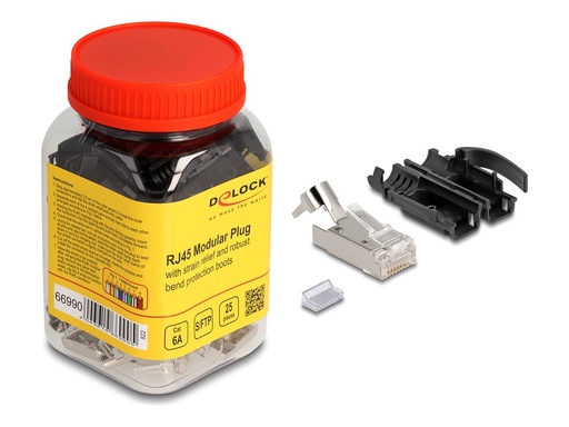 [66990] Delock Netzwerkanschluss - RJ-45 (M) - S/FTP - CAT 6a - Snap-on (Packung mit 25)