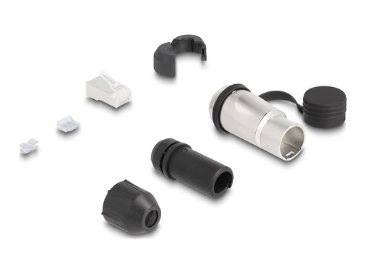[67067] Delock Netzwerkanschluss - RJ-45 (M) - CAT 6a - Schutzkappe, robustes Steckverbindergehäuse, staub- und wasserdicht (IP66)