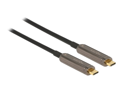 [84132] Delock Video- / Audiokabel - 24 pin USB-C männlich zu 24 pin USB-C männlich - 30 m - Glasfaser - Schwarz - Active Optical Cable (AOC)