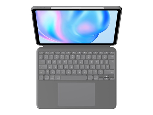 [920-012618] Logitech Combo Touch - Tastatur und Foliohülle - mit Trackpad - hintergrundbeleuchtet - Apple Smart connector - QWERTY - US International - Oxford Gray - für Apple 13-inch iPad Air (M2, M3)