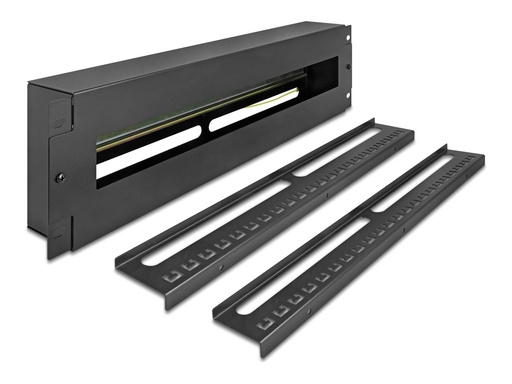 [67197] Delock Rack-Schiene mit Schutzschalter - DIN schienenmontierbar - Schwarz - 3U - 48.3 cm (19")