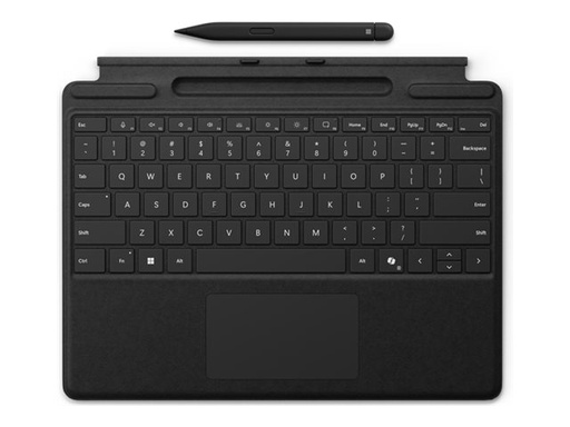 [8X8-00163] Microsoft Surface Pro Keyboard - Tastatur - mit Trackpad, Beschleunigungsmesser, Surface Slim Pen 2 Ablage- und Ladeschale - QWERTY - Englisch - Schwarz - mit Slim Pen 2 - für Microsoft Surface Pro 8, Pro 8 for Business, Pro 9, Pro 9 for Business, Pro 10 for Business, Pro (11th Edition)