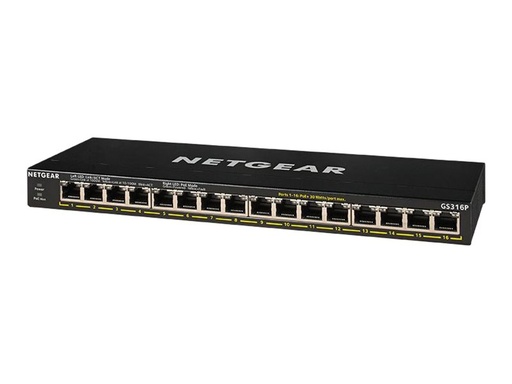 [GS316P-100EUS] Netgear GS316P - Switch - unmanaged - 16 x 10/100/1000 (PoE+)