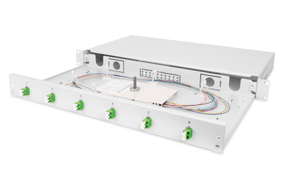 [DN-96330/9APC] DIGITUS LWL-Spleißbox, 1HE, bestückt, 6x LC-APC DX, OS2