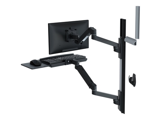 [45-696-292] Ergotron LX Pro - Befestigungskit (2 Arme, 2 Aufsätze, Tastatur-Tablett, Mausablage zum Herausziehen, Maushalterung, 2 Wandhalterungssockel, Wandschiene 34", Wandbefestigung, 2 Kabelkanäle, Monitor-Schwenkarm, Tastaturdrehpunkt) - für LCD-Display / PC-Ausrüstung - Aluminium - Schwarz - Bildschirmgröße: bis zu 86,4 cm (bis zu 34 Zoll)