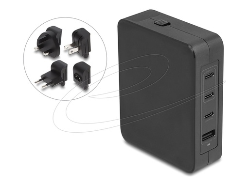 [41473] Delock Netzteil - GaN, 3 x USB-C PD 3.1 and 1 x USB-A with 145W power adapter EU/US/UK