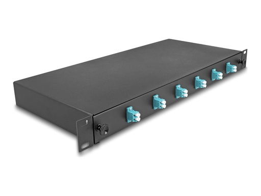 [66998] Delock Glasfaserkabelkiste - OM3, komplett montiert - Vorderseite - Rack montierbar - LC Duplex x 6 - Schwarz - 1U - 48.3 cm (19")