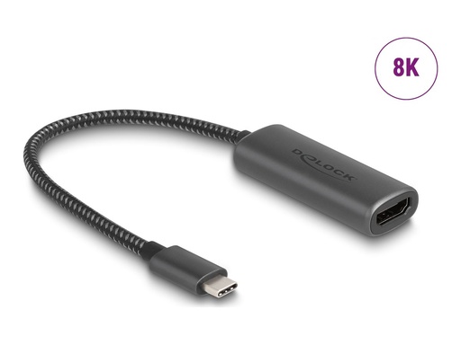 [64229] Delock Videoadapter - USB-C männlich zu HDMI weiblich - 20 cm - Grau - Unterstützung für 8K30Hz (7680 x 4320)