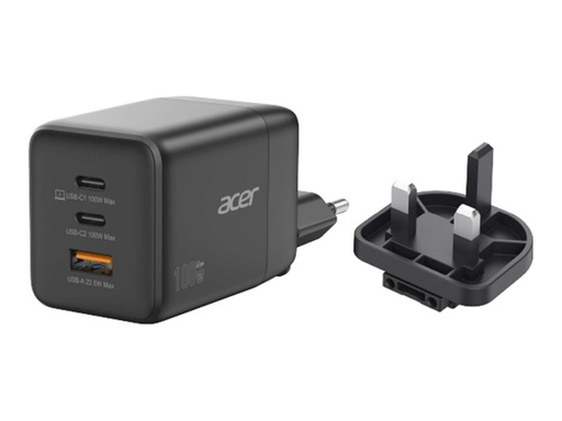 [HP.DSCAB.019] Acer Netzteil - PPS- und GaN-Technologie - 100 Watt - PD 3.0 - 3 Ausgabeanschlussstellen (USB, 2 x USB-C)