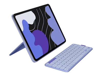 [920-013827] Logitech Flip Folio - Tastatur und Foliohülle - full size - kabellos - Bluetooth 5.1 LE - AZERTY - Französisch - fliederfarben  - für Apple 13-inch iPad Air (M2, M3)