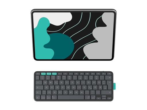 [920-013382] Logitech Flip Folio - Tastatur und Foliohülle - full size - kabellos - Bluetooth 5.1 LE - QWERTZ - Deutsch - Graphite - für Apple 13-inch iPad Air (M2, M3)