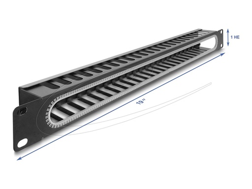 [67277] Delock Kabelmanagement-Panel - Schwarz, RAL 9005 - 1U - 48.3 cm (19")