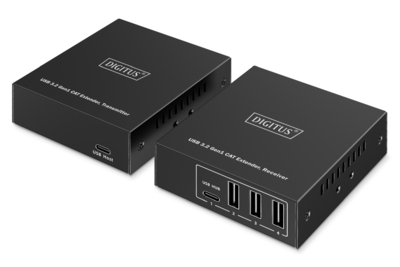 [DA-73121] DIGITUS USB 3.2 Gen1 CAT Extender, 5 Gbps, 4 Ports: 3x USB-A / 1x USB-C, 100m