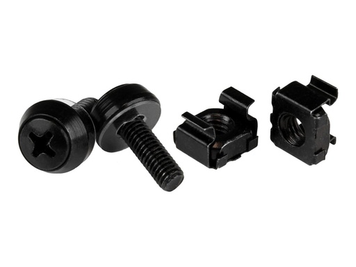 [CABSCREW1032] StarTech.com 50 Stück 10-32 Server Rack Käfigmuttern und Schrauben mit Unterlegscheiben - Rack Montagematerial - Clip/Muttern und Schrauben für quadratische Löcher - Schwarz - TAA (CABSCREW1032)