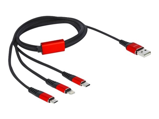 [86709] Delock 3 in 1 - Kabel nur zum Laden - USB männlich zu Lightning, USB-C männlich