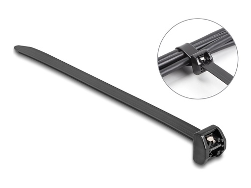 [19727] Delock Kabelbinder - mit Metalllasche - 34.3 cm - Schwarz (Packung mit 10)