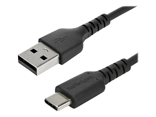 [RUSB2AC1MB] StarTech.com StarTech 1m USB A to USB C Charging Cable, Durable Fast Charge & Sync USB 2.0 to USB Type C Data Cord, Rugged TPE Jacket Aramid Fiber M/M 3A Black, Samsung S10, S20, iPad Pro, Pixel - Heavy Duty and Rugged - USB-Kabel - USB (M)