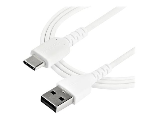 [RUSB2AC1MW] StarTech.com StarTech 1m USB-A auf USB-C Ladekabel - Dauerhaftes USB 2.0 auf USB Typ-C Datenübertragungs- und Schnellladekabel - Robuster TPE-Mantel Aramidfaser, M/M, 3A - Weiß (RUSB2AC1MW)