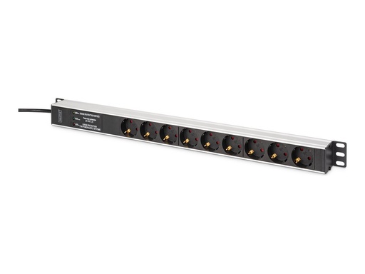 [DN-95438] DIGITUS Steckdosenleiste mit Aluminiumprofil und Überspannungsschutz, integrierter Netzfilter, 9-fach Schutzkontaktsteckdose, 2 m Zuleitung Schutzkontaktstecker
