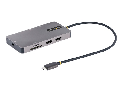 [120B-USBC-MULTIPORT] StarTech.com USB C Multiport Adapter, USB C auf Dual HDMI Video, 4K 60Hz, 5Gbit/s USB-A Hub, 100W PD Pass-through/GbE/SD-MicroSD Kartenleser, Reiseadapter/Laptop Dockingstation (120B-USBC-MULTIPORT)