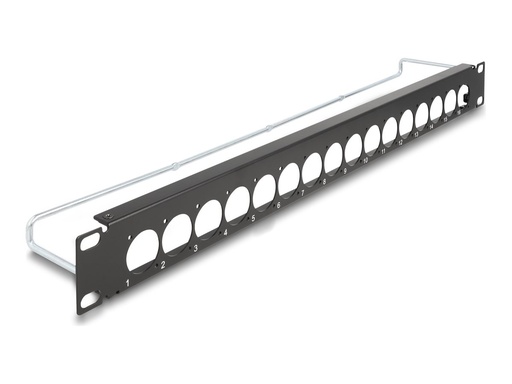 [67058] Delock Patchpanel (Blindblech) - D-Typ, Zugentlastung - Rack montierbar - Schwarz - 1U - 48.3 cm (19")